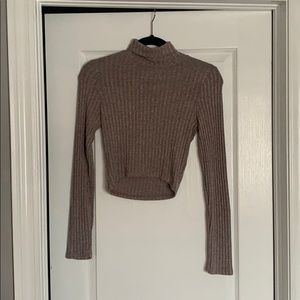 Long Sleeved Ribbed Turtleneck Crop Top
